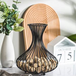 Tebery Metal Black Wine Cork Display Holder, Wine Stopper Collector, Decorative Free Standing Cork Storage Rack Catcher Container Cage, Holds 150 Wine Corks