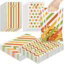 2 x Eersida Thanksgiving Plastic Gift Bags Colorful Stripe polka dot Wave Treat Candy Goodie Bags Thanksgiving Cookie Snack Packing for Fall Harvest Party Favor Supplies(48 Pcs)