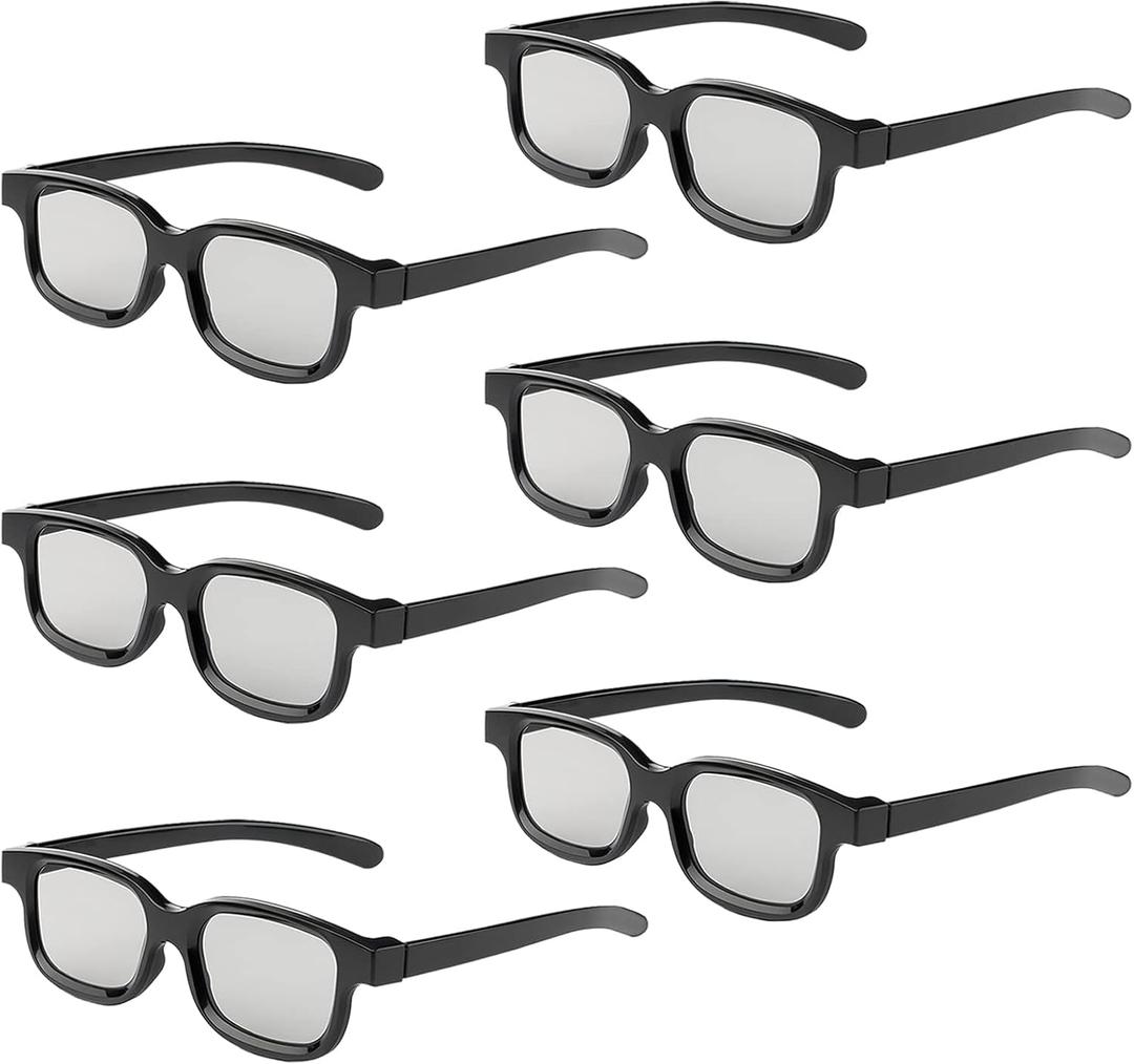 Real 3D Glasses, 6-Pack Circular Polarized Passive 3D Glasses for Real Cinema, 3D TV, and Projectors  Non-Flashing Home & Theater Use