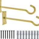 QIEGL 10inch Heavy Duty Plant Hangers Outdoor or Indoor Bird Feeder Hanger Shepherd Hooks 2pcs Gold Metal Wall Hook for Hanging Plant Bracket, Lantern, Flower Basket, Wind Chimes