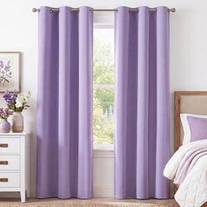 Lavender Purple 85 Inches Long 2 Panels Room Darkening Curtains for Girls Room, Bedroom, Nursery Thermal Insulated Blackout Drapes Solid Grommet Noise Reducing Window Curtains