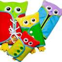Learn to Dress Owl Doll Toys Kids Early Learning Basic Life Skills Busy Boards - Lace, Snap, Button, Zip for Preschool Education (Owl)