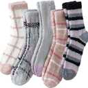 Fuzzy Socks for Women, Super Soft Warm Cozy Socks for Womens Winter, Warm Comfortable Fabric 5 Pairs (Multicolor)