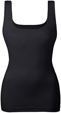 EUYZOU Women's Tummy Control Shapewear Tank Tops Seamless Square Neck Compression Tops Slimming Body Shaper Camisole L