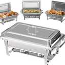 Amhier Chafing Dishes for Buffet 4 Pack, 9QT [Multiple Food Pans Combo] Chafing Dishes with 2 Full Size + 2 Half Size + 3 Third Size Pans, Chafing Dish Buffet Set for Parties and Wedding, Silver