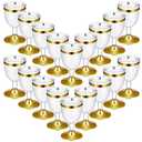 Didaey 45 Pcs Disposable Plastic Wine Glasses 6 oz Party Wine Cups Hard Plastic Drinking Glasses with Stem Stackable Stemmed Goblets for Champagne Dessert Wedding Home Toasting(Gold Rim)
