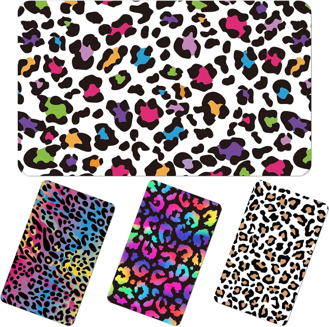 Credit Card Skin Stickers - 4 Pcs Leopard Print Debit Card Skin Stickers, Colorful Removable Waterproof Decal Cover Set for DIY Key, Transportation