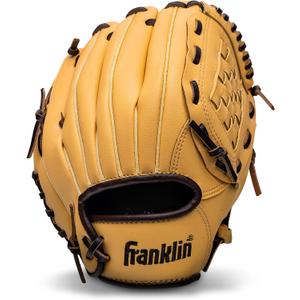 Franklin Sports Baseball + Softball Gloves - Field Master Adult + Youth Baseball + Softball Gloves - Right Hand + Left Hand Gloves - Infield + Outfield Mitts - Multiple Sizes + Colors (Camel)