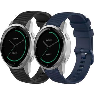 2 Pack Waterproof Wristband Compatible with Garmin Vivoactive 4S / Venu 3S / Venu 2S / Vivomove 3S, Quick Release 18mm Replacement Strap for Women Men
