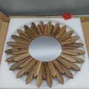 Honiway Mirror Wall Decor 21 inch Rustic Wood Boho Aesthetic Mirror for Room & Home Decor Farmhouse Wall Decor at Living Room Bedroom Carbonized Black