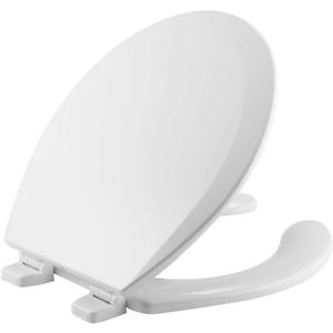 Bemis 550TTT Open Front Durable Wood Toilet Seat, Secure Hinges Stay Tight, Made in USA, Round, White