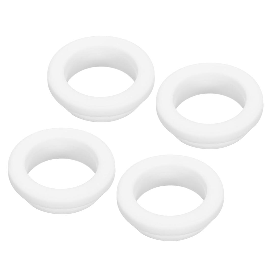 MECCANIXITY 4Pcs Snap Rubber Grommet Hole Plug Mount Dia 30mm ID 25mm H 10mm Narrow Groove Width 2.5mm Seal Anti-Scratch for Electrical Box Cable Pipe White