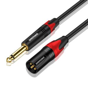 DREMAKE Patch Cable XLR to Mono 1/4 100FT, 3-Pin XLR to 1/4'' TS Speaker Cable, 6.35mm 1/4'' TS Male to XLR Male Audio Stereo Mic Cable for Powered Amplifier Mixing Boards 1/4'' to Male XLR Unbalanced