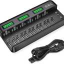 EBL 12+2 Bay Universal Rechargeable Battery Charger for AA AAA C D 9V Ni-MH Ni-CD Batteries & 9V Rechargeable Batteries (AC Power Supply), Pack Of 2