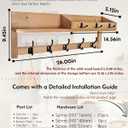 Exper City Coat Rack Wall Mount with Shelf, 26IN Wooden Coat Hanger Hooks Wall Mount with 8 Metal Hooks, Hanging Shelf with Hooks, Wood