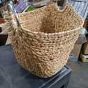 Deco 79 Seagrass Handmade Decorative and Functional Storage Basket Large Woven Basket Organizer with Ring Metal Handles, Basket for Storage 21" x 17" x 19", Brown