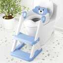 Toilet Seat, Potty Training Seat for Toddler, Upgraded 2-in-1 Potty Toilet Training for Boys and Girls,Waterproof Cushioned Mat with Non-slip Step Stool (Blue)