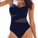 AI'MAGE One Piece Swimsuit for Women Sexy Slimming Tummy Control Bathing Suit 2025 Sheer Mesh Wrapped Swimwear, S