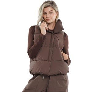 Women Puffer Vest, Oversized Sleeveless Cropped Winter Vests Outerwear, Versatile Padded Warm Puffy Gilet Trendy L