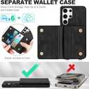 5 x TUCCH Crossbody Wallet Case for Galaxy S25 Ultra, RFID Blocking [6 Card Slots][Detachable Lanyard], Magnetic Closure Flip Wallet PU Leather Shockproof Phone Cover for Galaxy S25 Ultra, Black Argyle