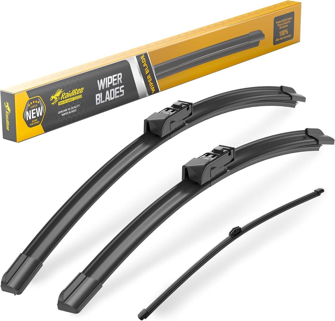 Raidbee 24"+20" Windshield Wiper Blades with 15" Rear Wiper Blade Automotive Replacement Set for BMW X5 2007 2008 2009 2010 2011 2012 2013 Genuine OEM Quality (Set of 3)