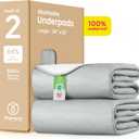 IMPROVIA® Washable Underpads 34" x 52" Pack of 2 Heavy Absorbency Reusable Bedwetting Incontinence Pads for Adults, Kids, & Pets - Waterproof Protective Pad for Bed, Couch, Sofa, Floor (Gray & White)