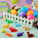 JOYIN 8 Pcs Prefilled Easter Eggs with 3D Printed Toys Mini Dinosaur, Articulated Toys, Basket Stuffers Fillers for Kids Party Favors, Stuffed Easter Egg, Classroom Prize Supplies(Age 8+)
