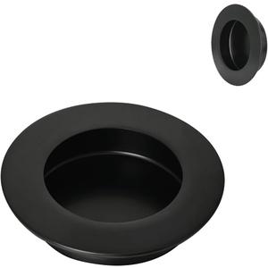 HOMOTEK 2 Pack Round Sliding Closet Door Handles Diameter 2-1/2 in(65mm) Black Flush Pocket Pulls Recessed Bypass Door Handles, Stainless Steel Barn Door Finger Pull Set