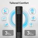 EZ-CHILL 36 Tower Fan with Remote Control for Home, 60 Degree Oscillation, 3 Speeds, 12H Timer, Carry Handle, Black