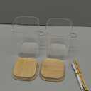 Flour and Sugar Containers - 34 oz Glass Jar with Bamboo Lid and Spoon, Sugar Holder and Canister for Countertop, Glass Containers for Coffee Beans, Tea, Flour, Nuts, Candy and Cookie (Set of 2)