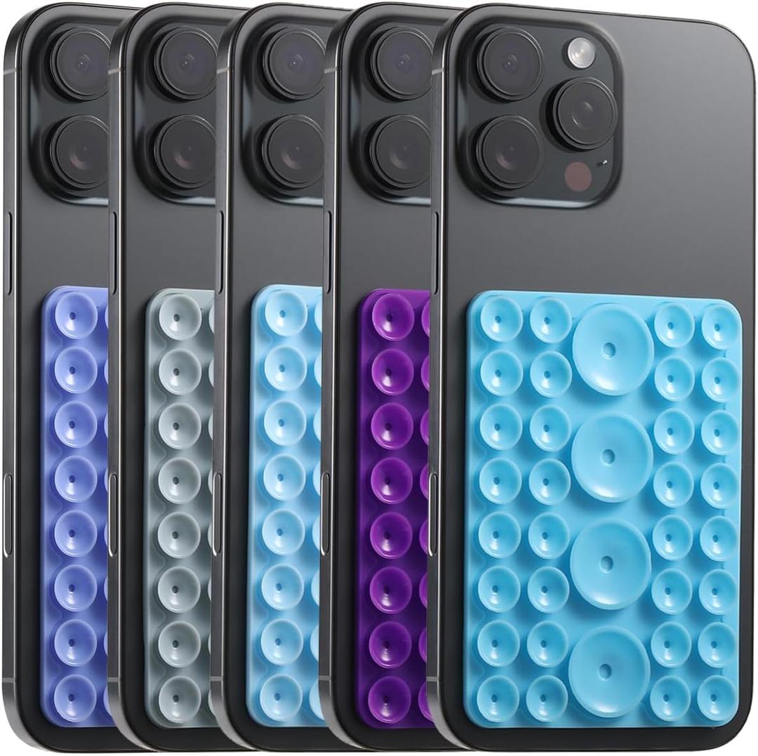 5 x 5Pcs Suction Phone Case Adhesive Mount, Sticky Phone Grip Holder | Silicone Grippy Phone Suction for iPhone & Android, Hands-Free Octo Cup Buddy Holder for Selfies, Videos and Content Creation