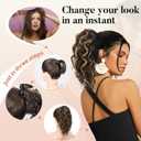 Flufymooz Ponytail Extension, 12" Short Claw Ponytail Extension Wavy Curly Jaw Clip in Pony tails Hair Extension Natural Synthetic Hairpiece for Women (Grey/Silver/White Mixed)