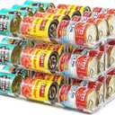 Amllas Can Organizer for Pantry, Stacking Can Storage Organizer Pantry, Automatic Rolling Can Rack for Fridge, 3Tire 3 Columns Can Holder for 36 Cans, Canned Goods Organizer