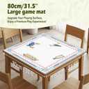 Coastal Beach Mahjong Mat 31.5 x 31.5 in, Blue and White Plaid Mahjong Mat for Table, Non-Slip Noise Reduction Game Table Cover Tablecloth for Card Poker Dominoes Dice and Board Games