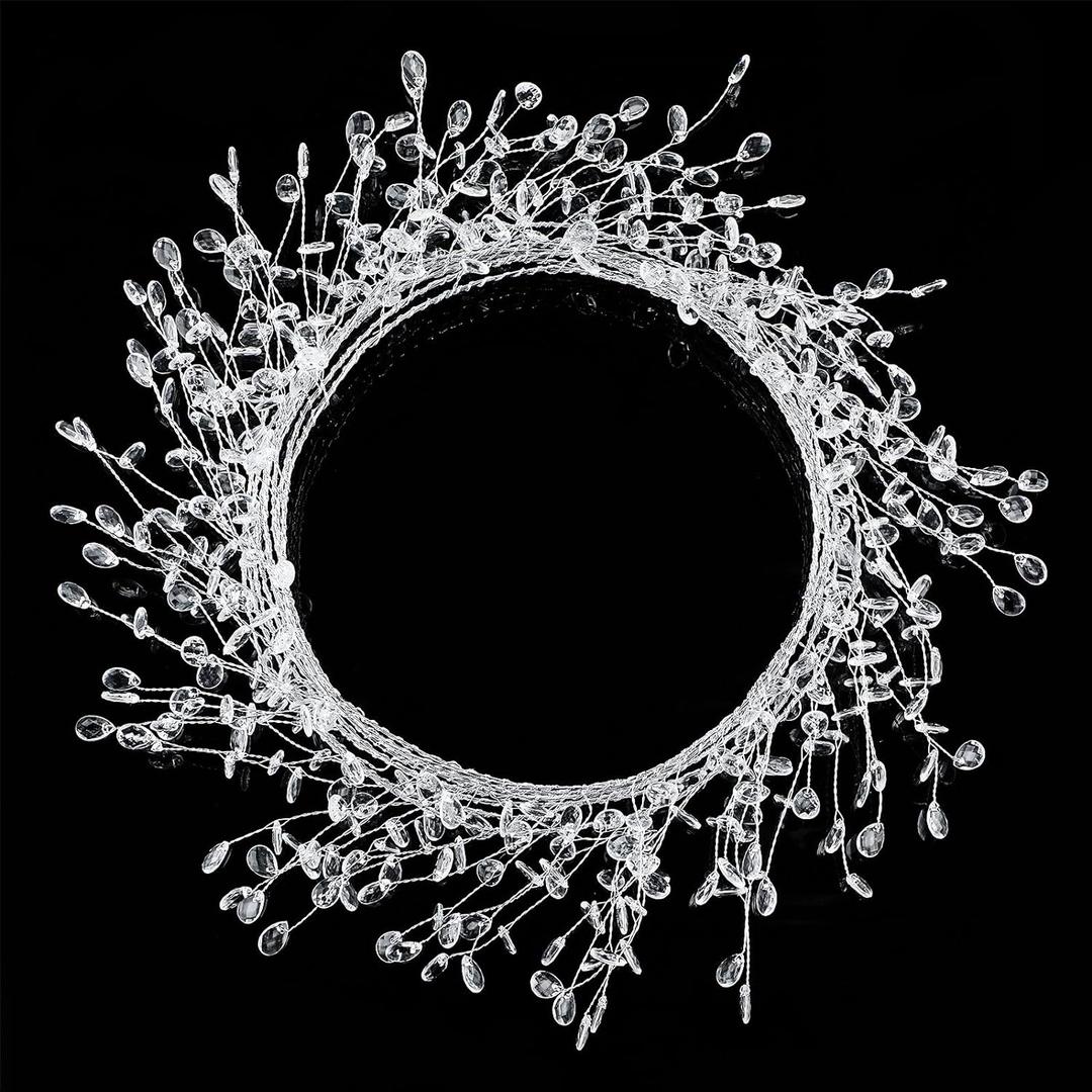 WILLBOND Ice Wire Clear Garland Steel Wire Acrylic Crystal Garland Faux Crystal Bead for Tree Wedding, Birthday Party Decoration(Transparent,33 ft)