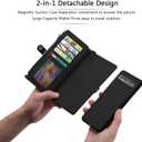 Simicoo Pixel 8 Wallet case, Pixel 8 Flip Leather case Card Slots Holder Zipper Purse Detachable Magnetic Cover Hand Strap Cash Pocket Pouch Wallet for Woman Man (Black)