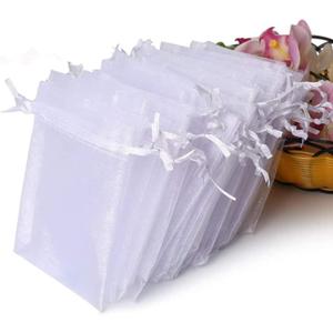 24 PCS Premium Sheer Organza Bags, White Wedding Favor Bags, 4x4.72 Jewelry Gift Bags for Party, Jewelry, Christmas, Festival, Bathroom Soaps, Makeup Organza, Wrapping Supplie