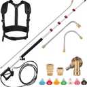 RIDGE WASHER 24 FT Telescoping Pressure Washer Wand, Pressure Washer Extension Wand, Telescopic Gutter Cleaner With 3 Curve Wands, 7 Spray Nozzle Tips, Adjustable Support Belt and 2 Adapters, 4000 PSI