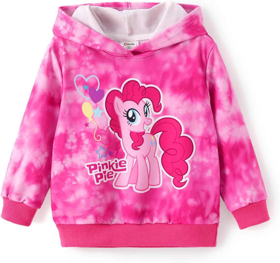 My Little Pony Girls Rainbow Tie-Dye Hoodie Sweatshirt Unicorn Graphic Pullover Tops Casual Clothes for Baby-Toddler Kids (Pink)