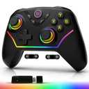 Wireless PC Controller with Hall Effect Joysticks & Triggers, 1000Hz Polling Rate, Trigger Locks, Bluetooth Pro Gaming Controller for PC/Steam/Luna/Tesla - 4 Macros and Turbo, Dynamic RGB, Black