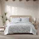 Tommy Bahama - King Quilt Set, Reversible Cotton Bedding with Matching Shams, Tropical Super Soft Bedding Set (Palmday Grey, King)
