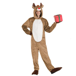 100% polyester
Minky faux fur jumpsuit has zipper down center front, tail sewn on the back, XXL
