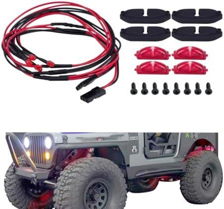SCX10 LED RC Wheel Well Lights Kit Rock Lights with Nylon Bracket for 1/10 RC Crwarler SCX10 Uprades (Red)