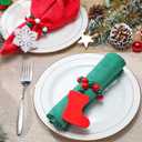 KPOSIYA Christmas Napkin Rings Set of 6, Snowflake Socks Napkin Rings for Table Decor, Wooden Napkin Holder Buckle for Christmas,Winter Holiday, Home Party, Wedding Supplies