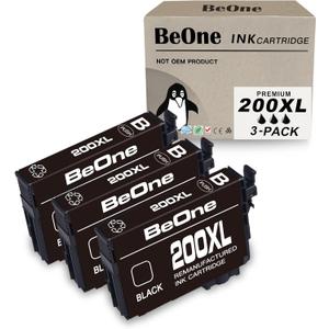 BeOne 200XL Black Remanufactured Ink Cartridges Replacement for Epson 200XL T200XL Compatible with Epson Expression Home XP-200 XP-300 XP-400 XP-410 Workforce WF-2520 WF-2530 WF-2540 Printer (3 Black)
