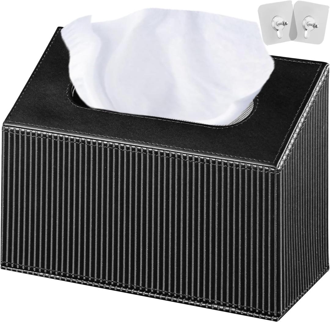 Hand Towels Box Cover Holder,PU Leather Hand Towel Case Compatible with Kleenex Disposable Paper Hand Towels (Black)