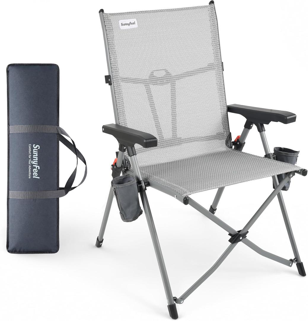 SUNNYFEEL 3-Position Reclining Camping Chair, High Back 350 LBS