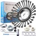 10 Inch Steel Wire Rotary Brush Cutter Trimmer Head Sets Weeds Blade Cutter with Universal Adapter Kit Compatible with String Trimmers, Moss Grass Rust Removal, Gardening Lawnmower