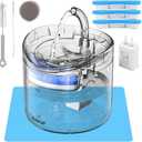 Cat Water Fountain Animal Water Dispenser 61OZ/1.8L Automatic Pet Drinking Fountain with 3 Filter Replacement 1 Pump 1 Cleaning Brush kit 1 Silicone Food Mat 1 Adapter for Cats Kitty Indoor (Upgrade)