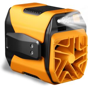 2025 Upgrade Portable Waist Fan Personal Fan 100 Level Speed With High-power Motor Flashlight Cooling Wearable Clip on Belt Hand-Free Neck Fan for Camping Travel Outdoor Jobsite (YELLOW)